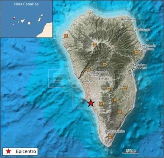 Localización del epicentro del terremoto, imagen facilitada por el Instituto Geográfico Nacional / EFE
